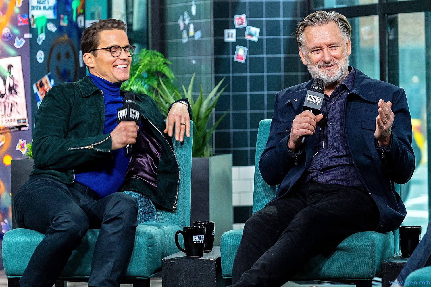 Matt Bomer and Bill Pullman chat at the Yahoo Build Series: Celebrity Candids in N.Y.C. on Tuesday