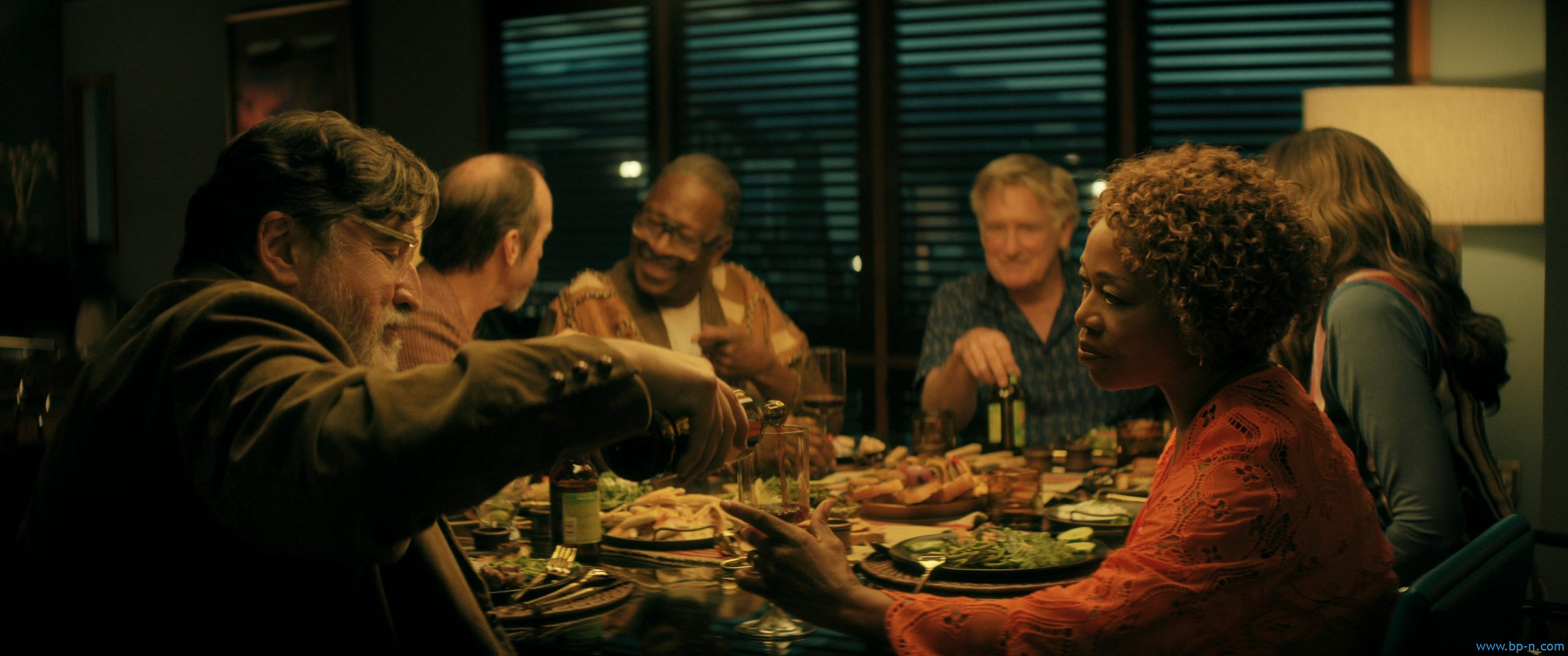 L-R: Alfred Molina as Sam, Denis O’Hare as Wally, Clarke Peters as Art, Bill Pullman as Jack, Alfre Woodard as Judy and Geena Davis as Renee in ‘The Boroughs’